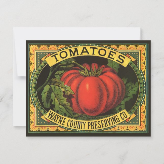 Arte de rótulo de caixa de frutas vintage, tomates (Frente)