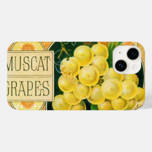 Arte de rótulo de caixa de frutas vintage, uvas Mu