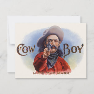 Arte de rótulo de charuto vintage, Cowboy acerta o