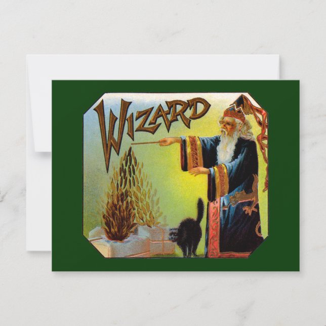 Arte de rótulo de charuto vintage, Mago com gato p (Frente)