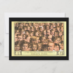 Arte de rótulo de produto antigo, comida de bebê E