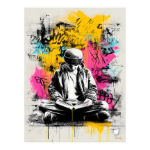 Arte de Rua em Poster – Rapaz a Ler Urbano