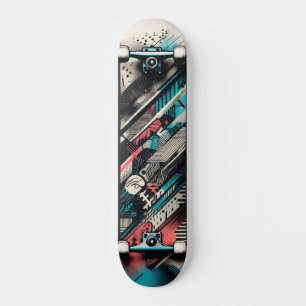 Arte de skate retro-futurista de tecnologia 31