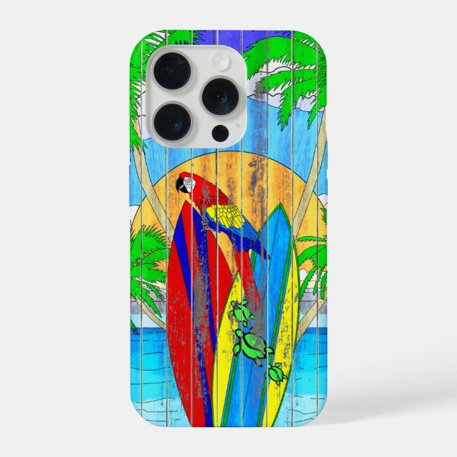Arte de Surf Costeiro com Textura de Madeira Falsa (Verso)