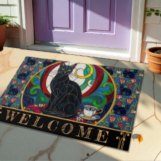 Arte de Tapete de Entrada Gato Preto Vitoriano, Ga