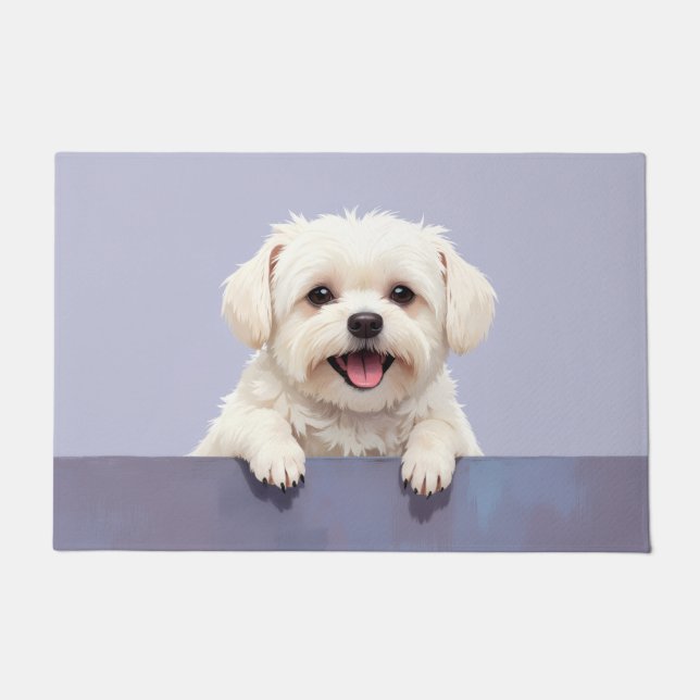Arte de Tapete de Porta de Cachorro Maltês (Frente)