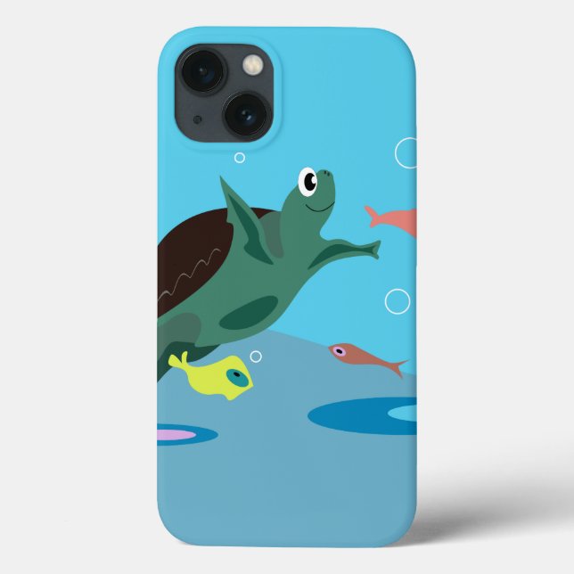 Arte de Tartaruga Marinha Fofa Sob o Mar (Verso)