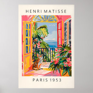 Arte de tigre estilo Matisse impressão rosa praia