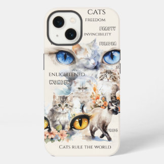 Arte de Tipografia em Aquarela de Gatos Elegantes