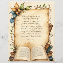 Arte de Versículo Bíblico Cristão Filipenses 4:6-7