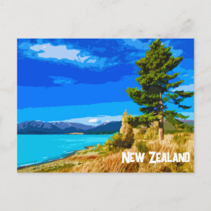 Arte de Viagem Antiga Cartão Postal da Nova Zelând