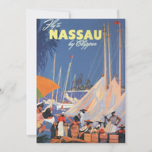 Arte de viagem das Bahamas vintage, voe para Nassa