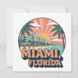 Arte de Viagem Vintage Miami Flórida Anos 80 Logo