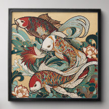 Arte Deco Arte de Parede Koi