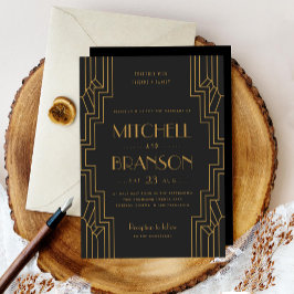 Arte Deco Casamento Convite Dourado Gay Negro Casa