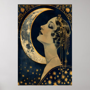 Arte Deco da Lua Senhora Impressão Parede Celestia