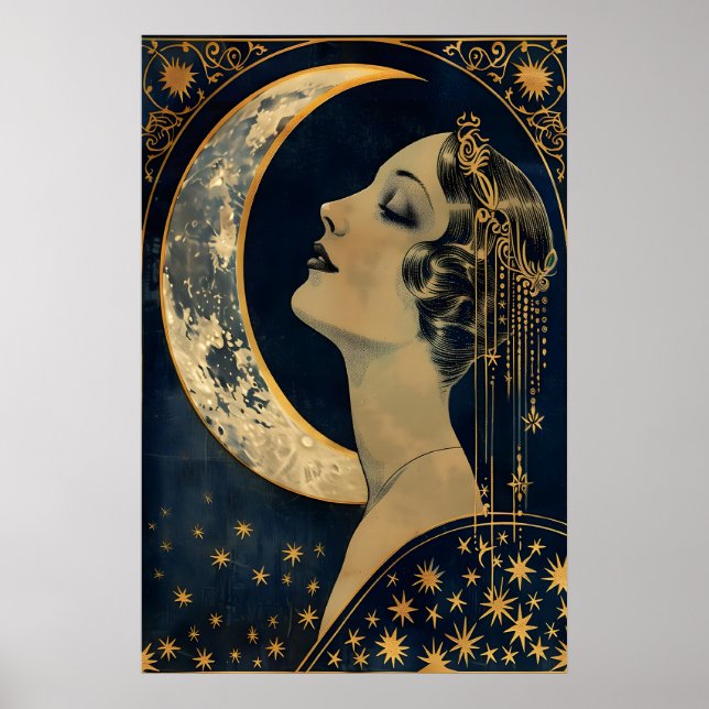 Arte Deco da Lua Senhora Impressão Parede Celestia (Frente)