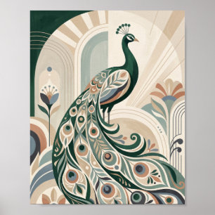 Arte Deco Pavão Arte de Parede Poster Botânico Ele