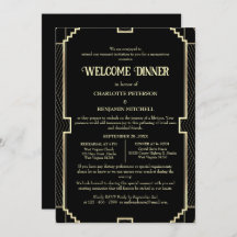 Arte Deco Reensaio Preto Convite para Janto de Boa