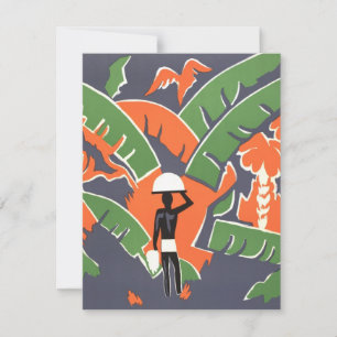 Arte Deco Vintage de Viagem, Indígena na Selva Afr