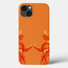 Arte digital cor laranja com esculturas