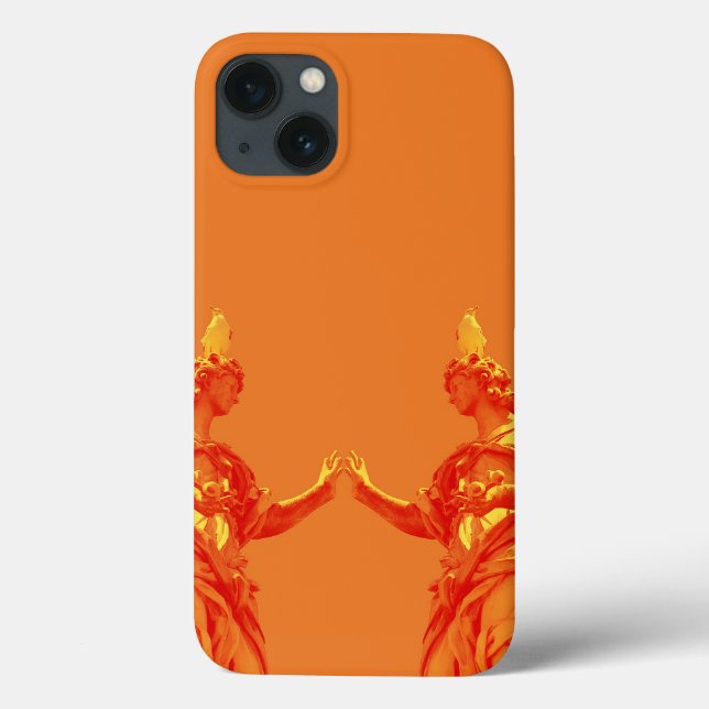 Arte digital cor laranja com esculturas (Verso)