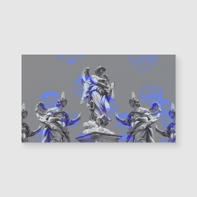 Arte digital de esculturas pincéis de cor azul (Frente)