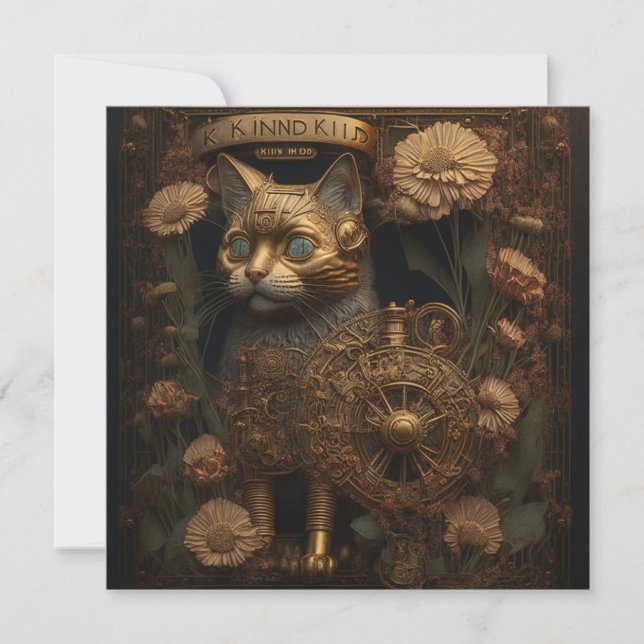 Arte Digital Gótico de Gato Steampunk (Frente)