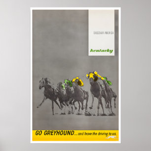 Arte do Derby de Kentucky Cavalo Corrida Impressão
