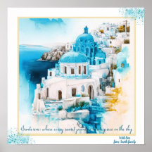 Arte do muro de Santorini. poster grego. Aquecimen