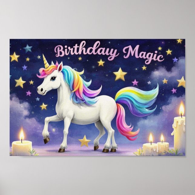 Arte do partido Birthday Magic poster Whimsical un (Frente)