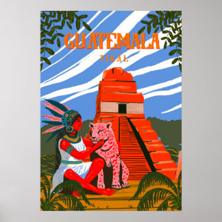 Arte do poster de viagens tikal da Guatemala