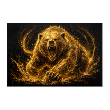 Arte do Rugido do Urso Dourado Feroz