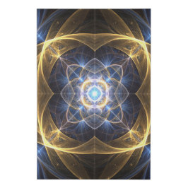 Arte Dourada Fractal Fractal Azul Brilhante