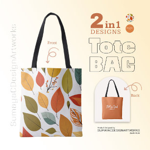 Arte e Alma Laranja Folhas 2 em 1 Saco de Tote