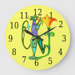 Arte Egípcia Com Relógio De Flor De Lotus