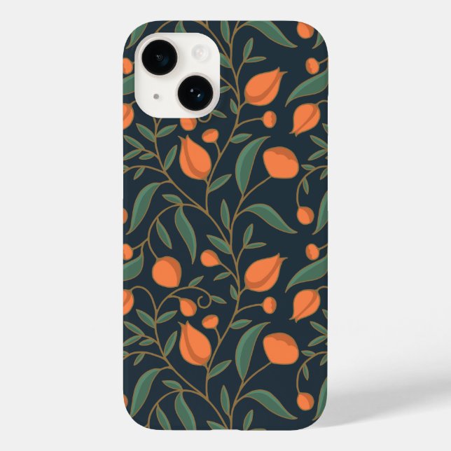 Arte Elegante Nouveau Laranja Mão Floral Desenhada (Verso)