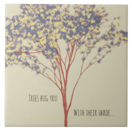 Arte em árvore minimalista com Azulejo cerâmico de