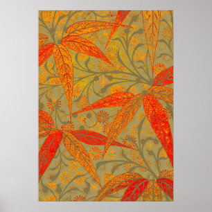 Arte em Bambu Terroso Impressão Vintage Laranja 