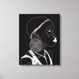 Arte em Preto e Canvas Branca em Linhagem Africana