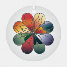 Arte em Vidro Pintado, Flor Abstrata em Vidro Pint