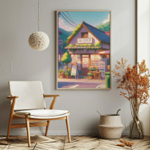 Arte Encantador de Loja Local em Estilo Anime dos 