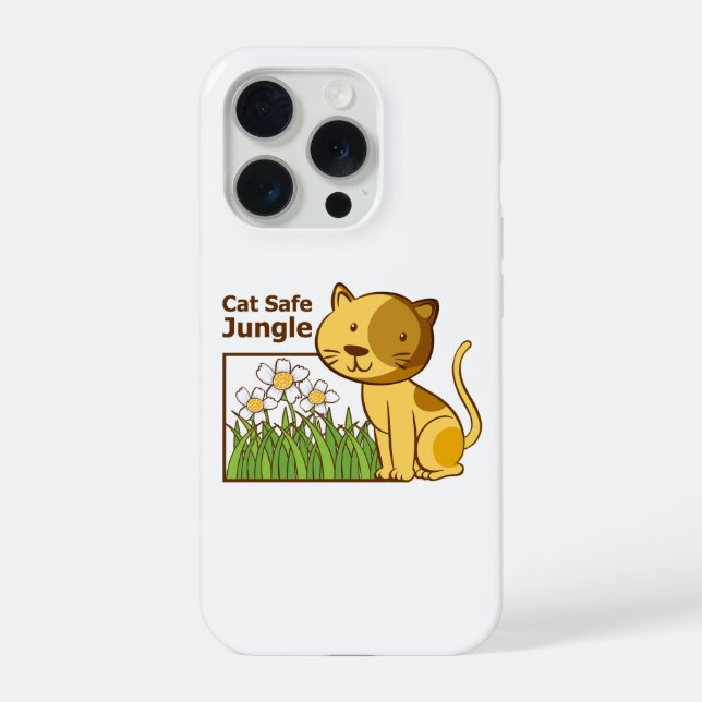 Arte engraçada de gato seguro na selva com planta  (Verso)