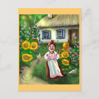 Arte étnico aldeia ucraniana cartão postal