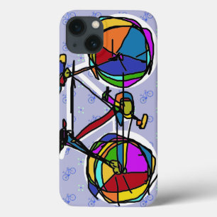 arte feliz sobre bicicleta colorida
