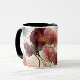 Arte Floral Abstrata Elegante Xícara Moderna Botân