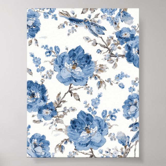 Arte Floral Azul | Poster de Flores (Frente)