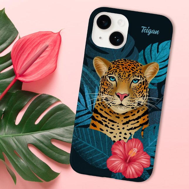 Arte Floral bonito de Leopardo-da-Selva | Azul | N (Criador carregado)