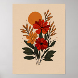 Arte Floral Botânica Moderna em Poster para Parede