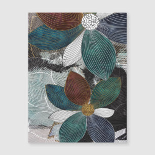 Arte Floral com abstrato Linear com Petais Negros
